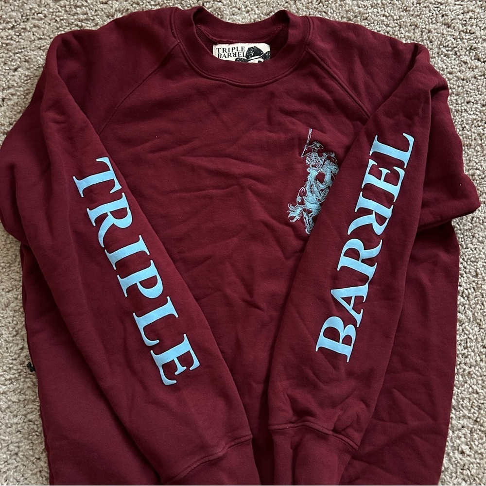 Triple Barrel Mens Handmade High Roller Red Skowboy Crewneck Sweatshirt Small - Picture 3 of 8